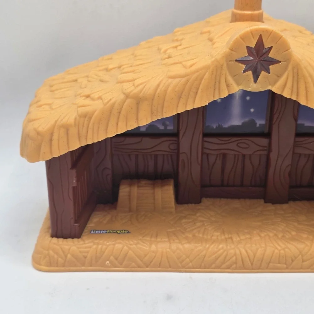 Fisher-Price Little People Nativity Manger Stable Kids Brown Light Up Star‎ 2002